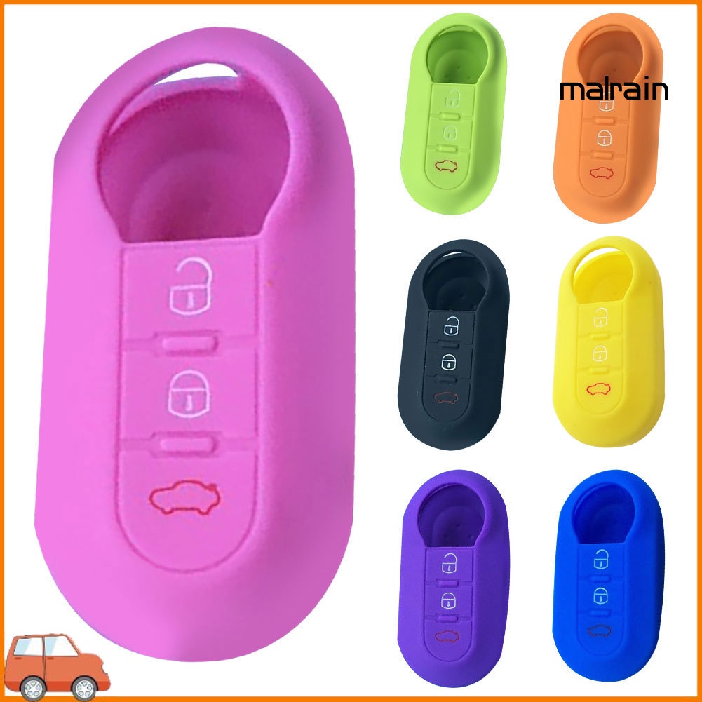 Vỏ Chìa Khóa Xe Hơi Bằng Silicone 3 Nút Cho Fiat 500