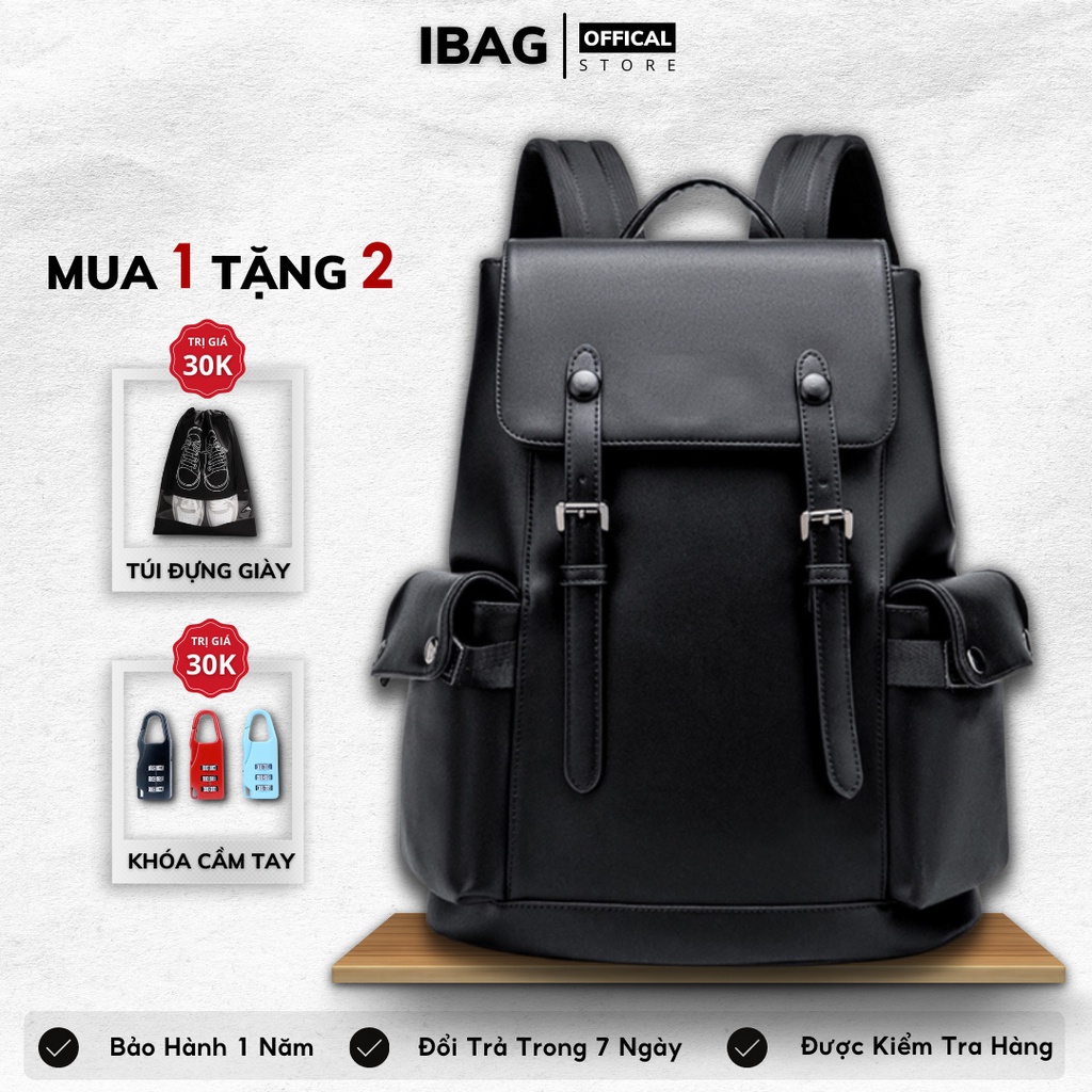 Balo Da Thời Trang Ulzzang Nam Nữ,Da PU Cao Cấp,Đựng Laptop 15,6 inh-Chống nước,Kiểu dáng trẻ trung, cá tính - 𝑰𝑩𝑨𝑮