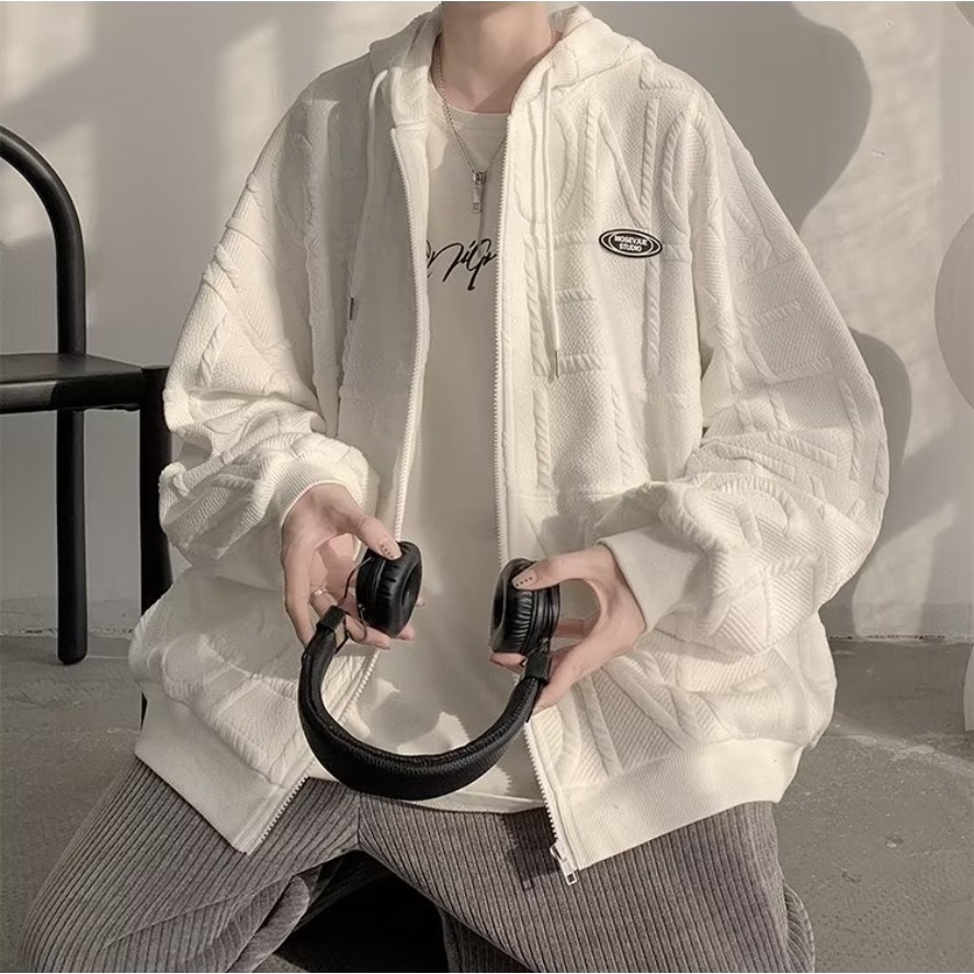 Áo Khoác dây kéo Có Nón Màu Trơn Phối Khóa Đơn Giản Tính Thời Trang áo khoác nam Phong Cách Hàn Quốc áo khoác hoodie Unisex