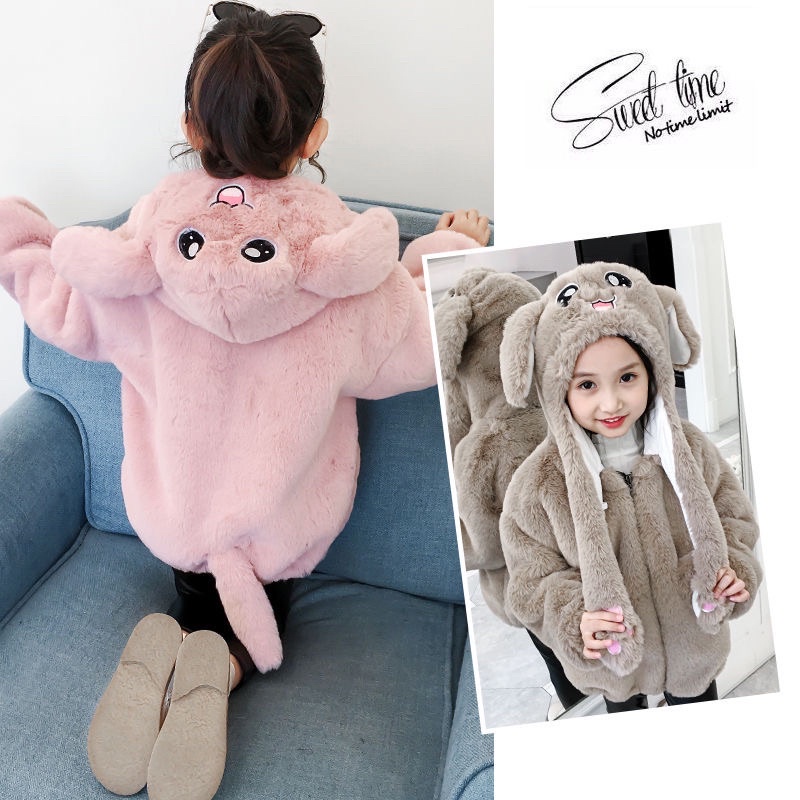 Áo lông tai thỏ nhún nhảy dễ thương thời trang baybe