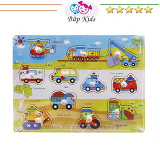 Bảng núm gỗ Vivitoys cho bé chủ đề phương tiện giao thông