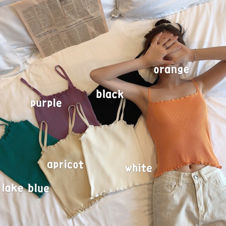 Áo hai dây dệt kim màu trơn thời trang cho nữ