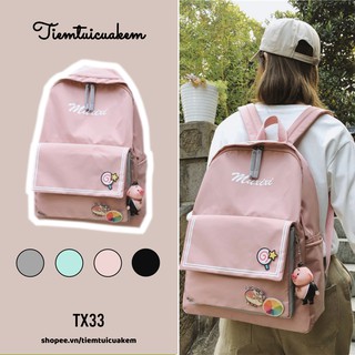 Balo nữ chống nước kèm móc heo dễ thương đựng laptop, A4 Muxixi TX33