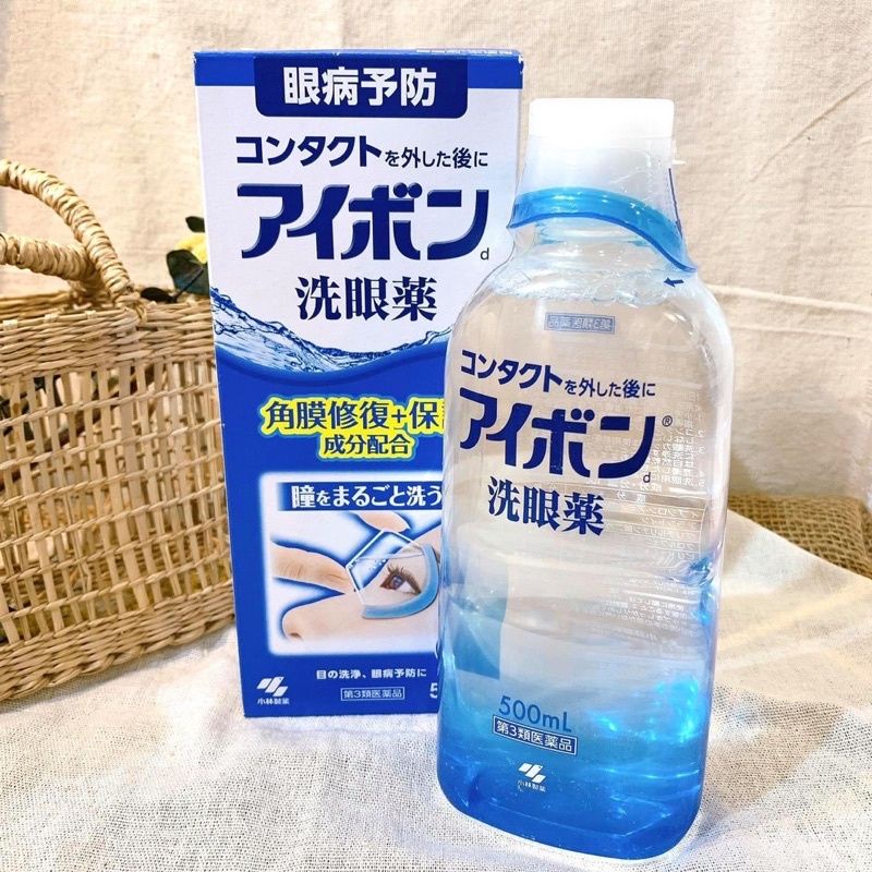 Nước rửa mắt EYEBON Kobayashi Seiyaku Eye Wash Liquid 500ml bảo vệ mắt, loại bỏ bụi bẩn - hàng nội địa Nhật Bản