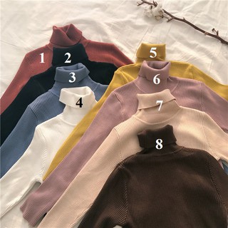Áo len ulzzang áo len nữ đẹp áo len tăm cao cổ mỏng co dãn bó body kiểu dáng hàn quốc