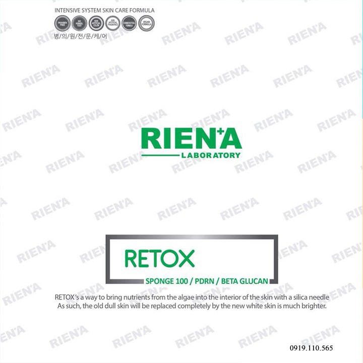 Vi kim tảo biển RETOX - Rien'A (Hộp 6 cặp) Riena Peel thay da sinh hoc