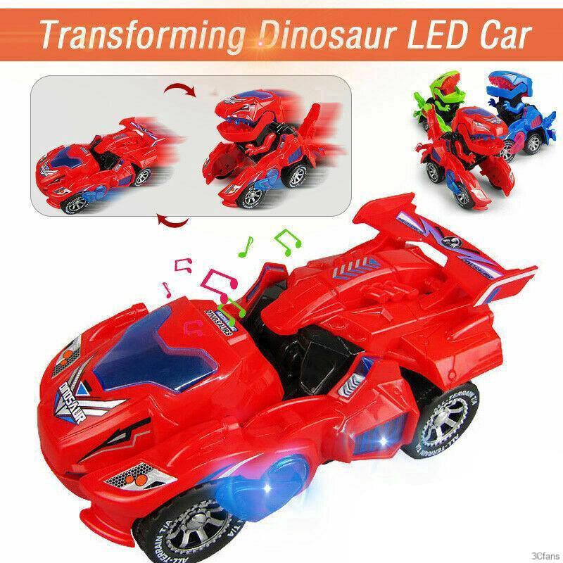 Xe hơi biến hình khủng long có đèn và nhạc cho bé