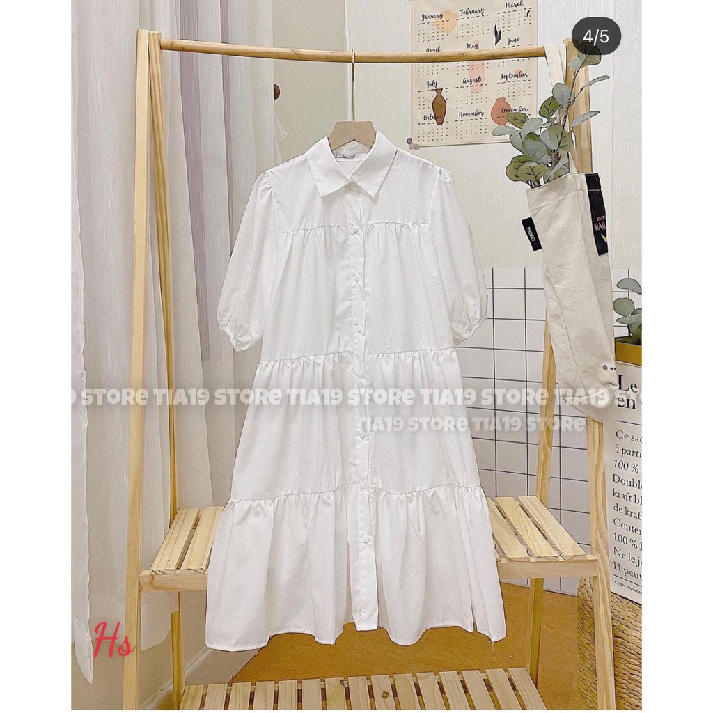 Váy Sơ Mi Trắng, Nữ Cộc Tay,  Đầm Babydoll Nữ Tay Lỡ Dáng Lửng, Váy sơ mi dáng dài,váy babydoll, váy sơ mi, SIÊU XINH | BigBuy360 - bigbuy360.vn