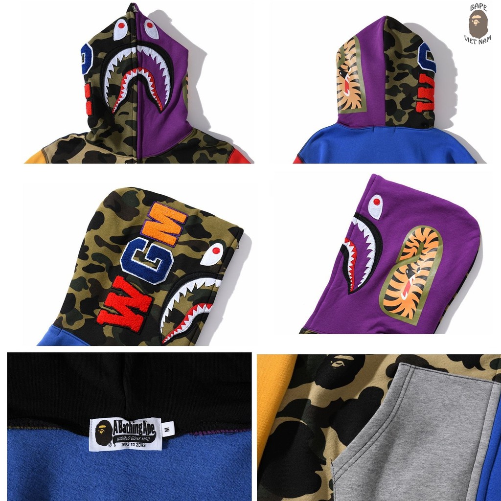 [ODER + FREESHIP] Jacket Bape Shark Many Color fullzip , Áo khoác Hoodie Bape Cá Ngáo SeaSon 2021 | BigBuy360 - bigbuy360.vn