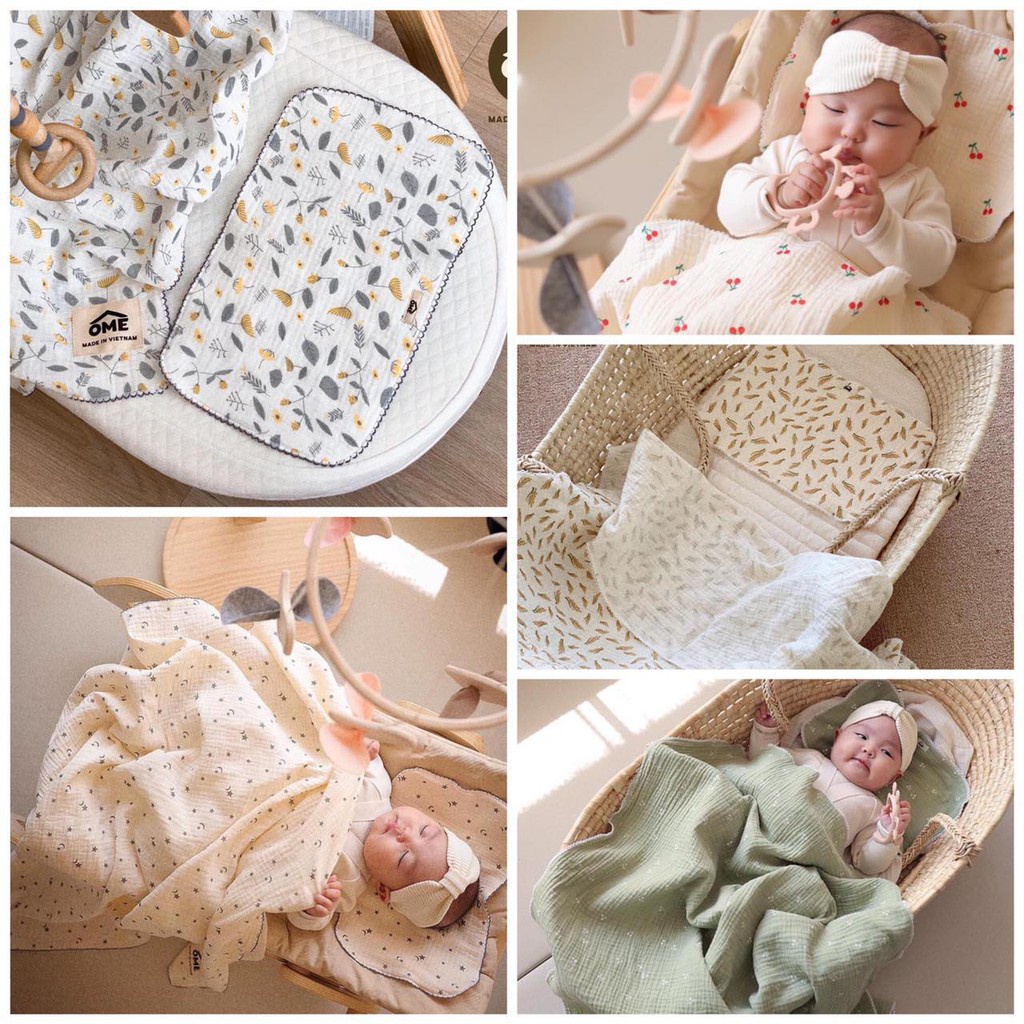 Lót đầu 8 lớp vải xô muslin OME cao cấp cho bé