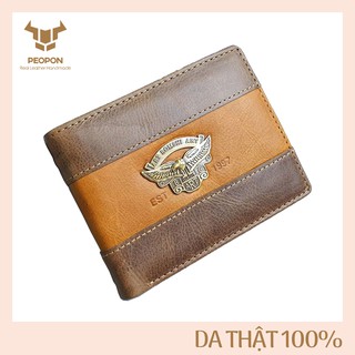 [DA BÒ THẬT] Ví Nam Ngang Cefiro Da Sáp Phối Màu Cao Cấp - Bảo Hành 3 Năm