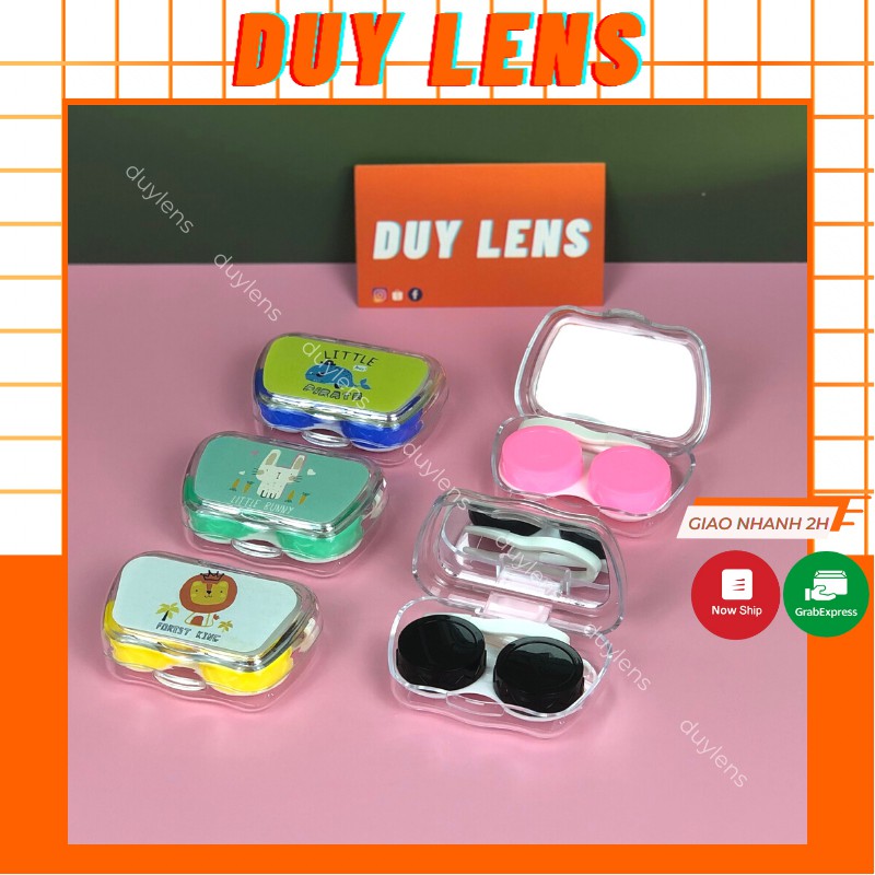 [Mã SKAMFMW146 giảm 8% đơn 500K] Hộp đựng lens mini có gương nhiều màu xinh xắn - Khay đơn đựng lens cute giá rẻ