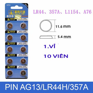 Vỉ pin TIANQIU ALKALINE AG13 - LR44-357A -1.55v (1 vỉ 10 viên)