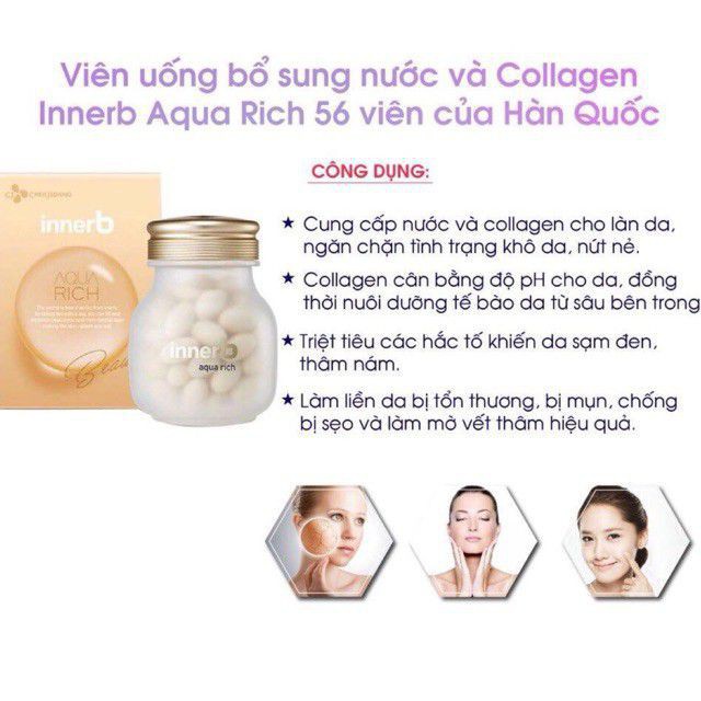 70/56 Viên_Bộ 2 Hộp Thực phẩm bảo vệ sức khỏe InnerB Aqua Rich Giúp cấp ẩm làm đẹp da chiết xuất cám gạo - Hộp vàngx2 | BigBuy360 - bigbuy360.vn