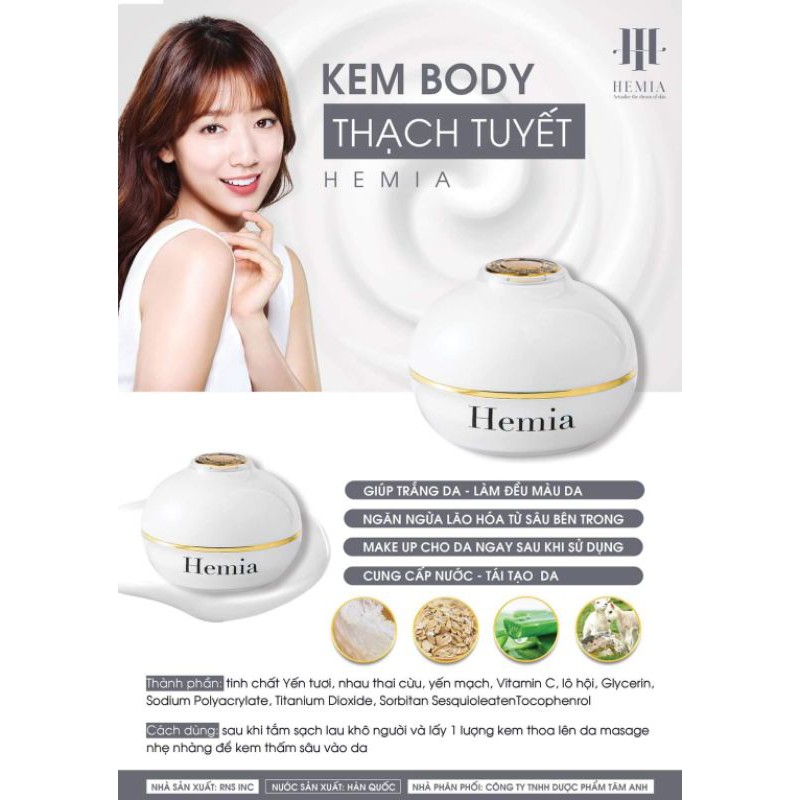 CHÍNH HÃNG Kem body thạch tuyết Hemia Hàn Quốc