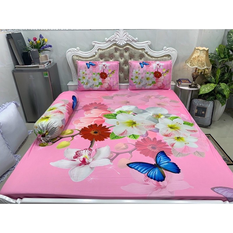 Drap thun lạnh 5D cao cấp mẫu hoa( 5 màu)