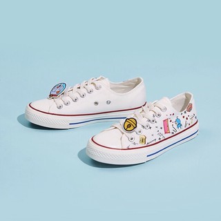 Giày Sneaker Trắng Viền Đỏ Doremon Doraemon