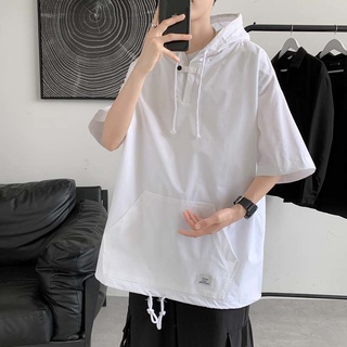 Áo Hoodie Tay Ngắn Dáng Rộng Thời Trang Mùa Hè Dễ Phối Đồ Cho Nam