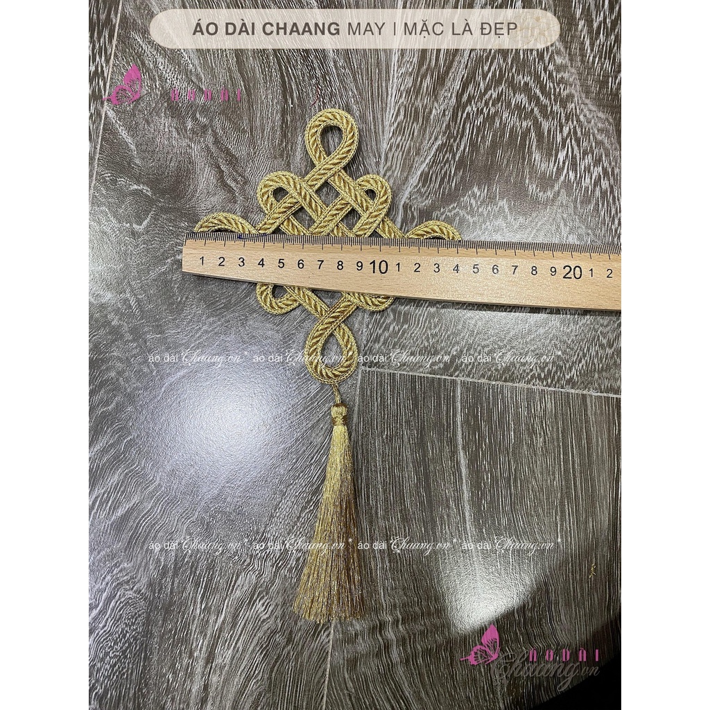 Khánh Ren Vàng Đồng May Trang Trí  Phụ Kiện Áo Dài Cưới Đẹp Lớn Nhỏ 14-20cm