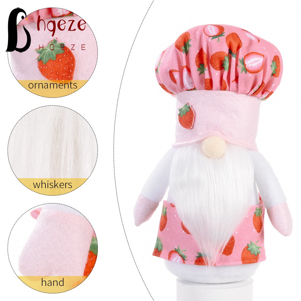 HQEZE Plush Elf Decoration with Strawberry Chef' Gnome Shaped Cute Unique Colorful Simple for Birthday Home Office Display @VN