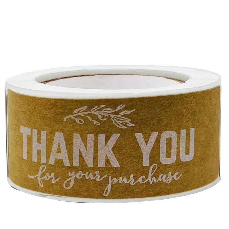 F203-204 Tem dán chữ " Thank you " , 2.5X7.5CM, 120TEM/CUỘN_ STICKER NIÊM PHONG HỘP GIẤY