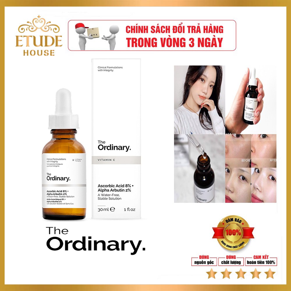 TINH CHẤT serum The Ordinary Ascorbic Acid 8% + Alpha Arbutin 2%. LÀM SÁNG DA, GIẢM THÂM, GIẢM NÁM TÀN NHANG