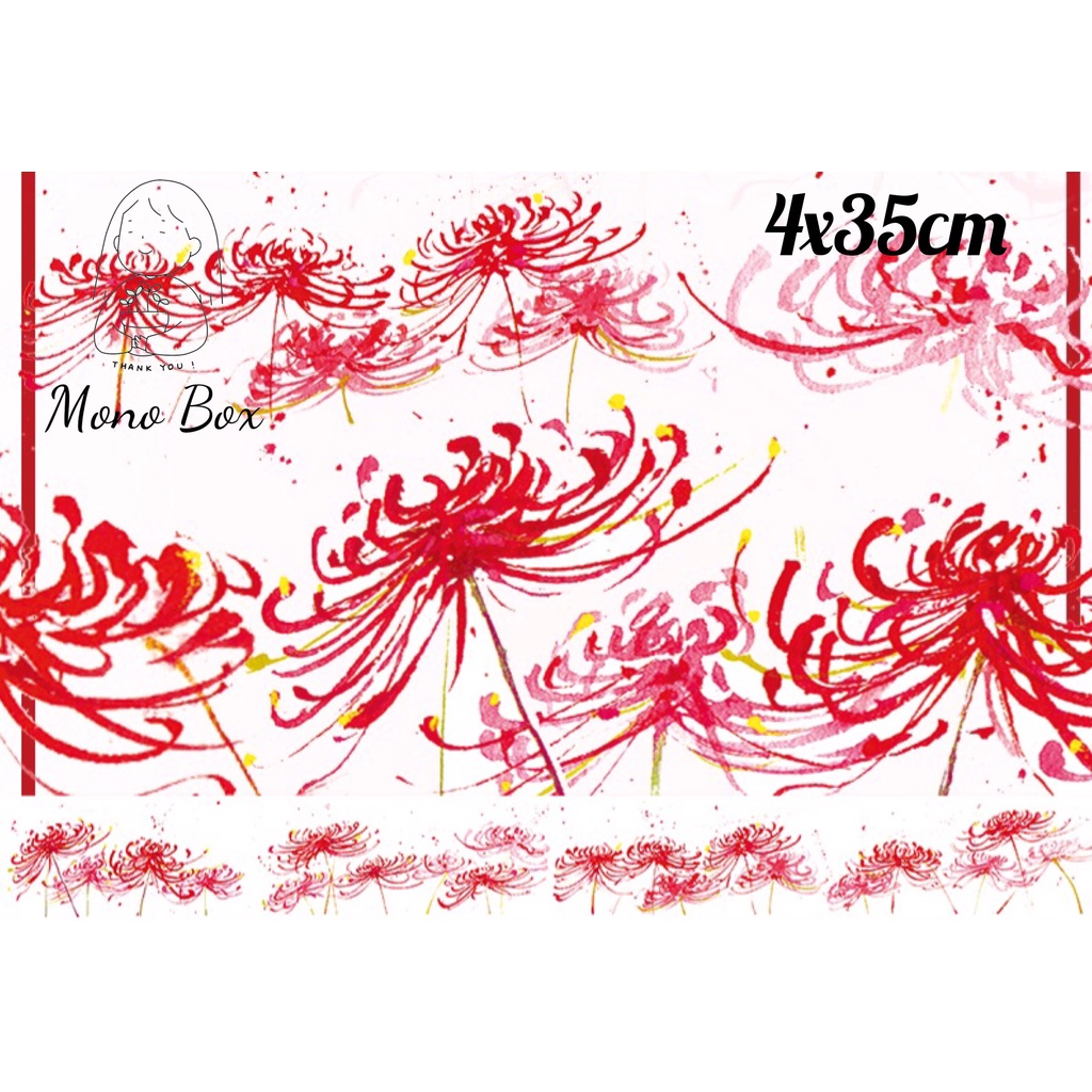 [Chiết] Washi tape 4x35cm họa tiết hình nền hoa bỉ ngạn , băng dán trang trí làm tranh washi Mono_box