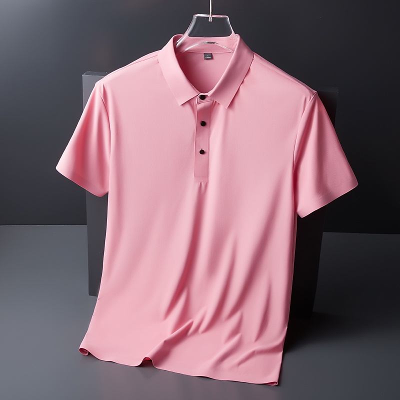 Áo thun polo ngắn tay mỏng màu trơn cỡ cho nam