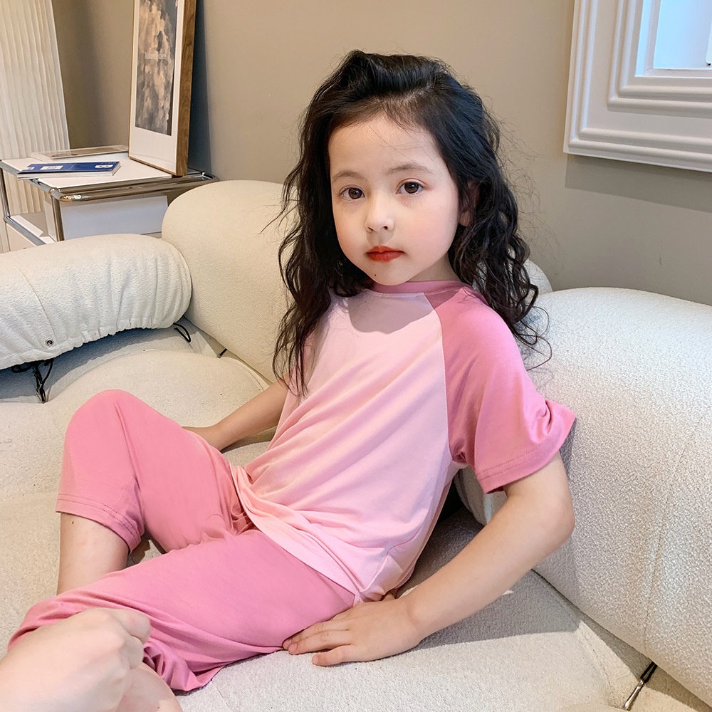Bộ Đồ Ngủ Pijama Phong Cách Hàn Quốc Màu Sắc Phù Hợp Cho Bé Gái 2-8 Tuổi