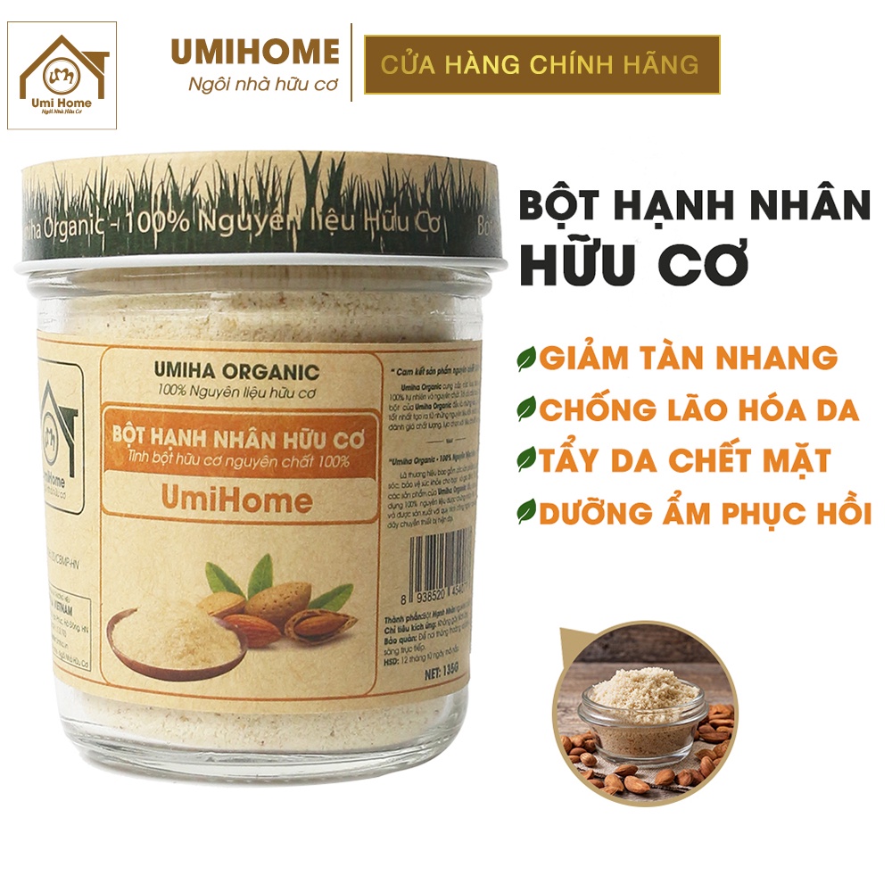 Bột đắp mặt nạ Hạnh Nhân nguyên chất UMIHOME 135G dưỡng da, ngăn ngừa mụn nám tàn nhang hiệu quả