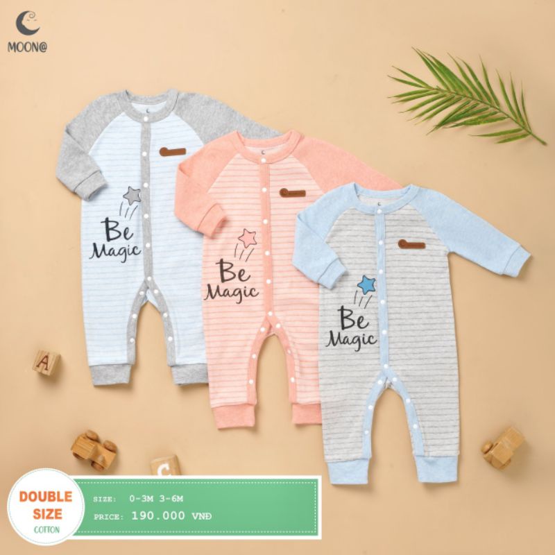 Moon -  Body dài tay nỉ cotton 2 lớp cho bé 3-7kg