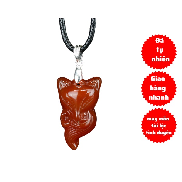 Mặt Dây Hồ Ly Đá Phong Thủy Màu Đỏ Cam Kết Đá Tự Nhiên May Mắn, Tình Duyên, Giàu Sang - Phong Thủy Mixi