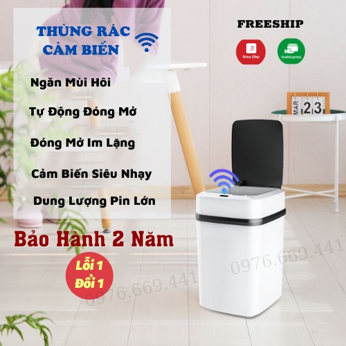 Thùng Rác Cảm Ứng Thông Minh Tự Động Đóng Mở Nắp Thùng Rác Thông Minh Cảm Biến Tiện Lợi Vệ Sinh An Toàn