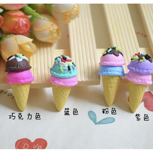 Charm (C20) slime/ Dụng Cụ Charm Trang Trí [Ko Keo &amp; Nút] Kem Ốc Quế (1.5x3.3 cm)