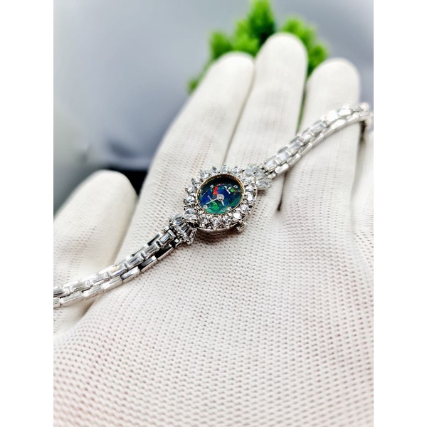 Đồng hồ nữ mặt Opal đá pha lê full dây Thụy sĩ