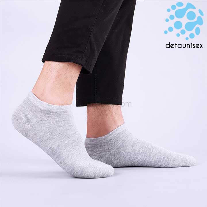 Vớ Cotton Cổ Ngắn Màu Trơn Thoáng Khí Detaunisex - VON1