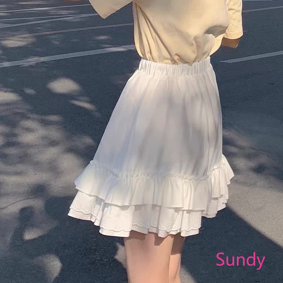 Chân Váy Chữ A Eo Cao Phối Ren Ngọt Ngào Thời Trang Mùa Hè Dành Cho Nữ