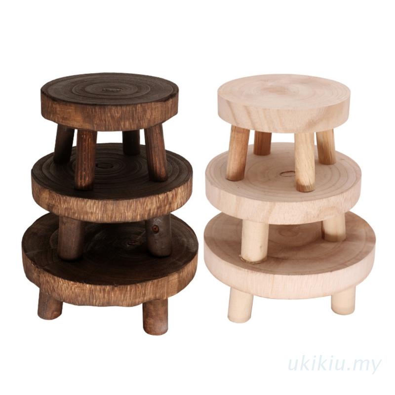 Giá đỡ chậu hoa/ cây cảnh chất liệu gỗ hình tròn tiện dụng