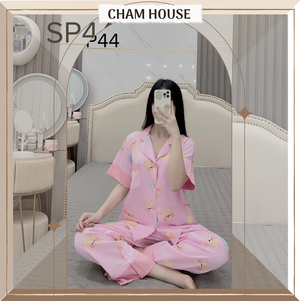 Đồ bộ pijama lụa, độ pijama tay ngắn quần dài họa tiết cao cấp, chất vải mềm mịn Piti Shop