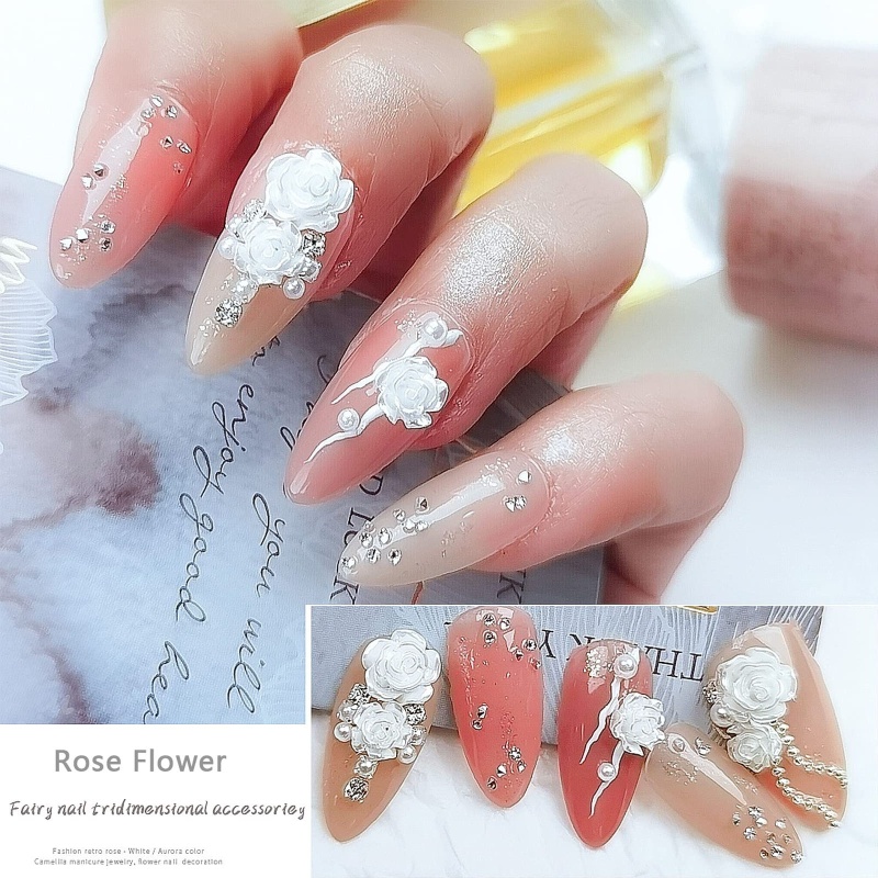 Hộp Phụ Kiện Hoa Trà 3D Đính Móng Tay Nghệ Thuật
