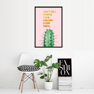 Tranh canvas treo tường cây xương rồng nền hồng IB1527- 30 x 45 cm