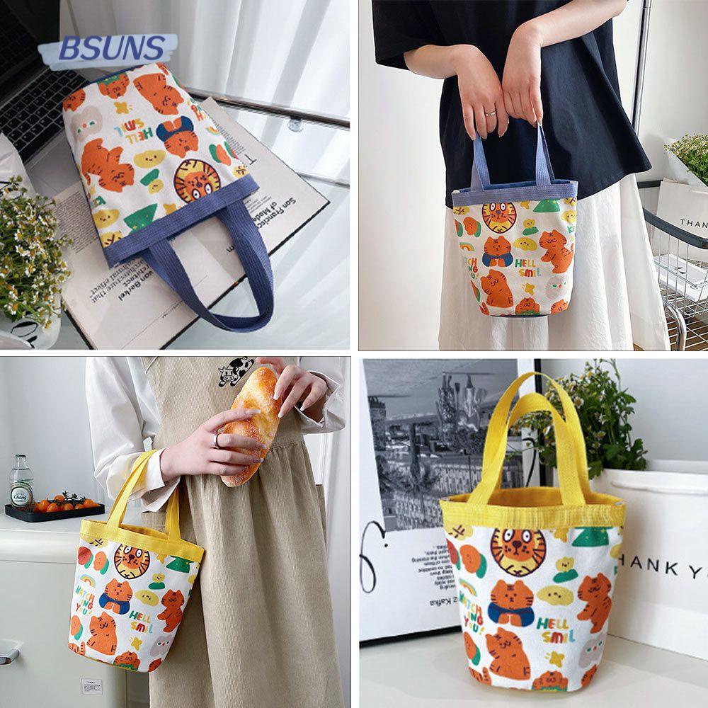 Túi Xách Tay Bằng Vải Canvas In Hình Hổ Hoạt Hình