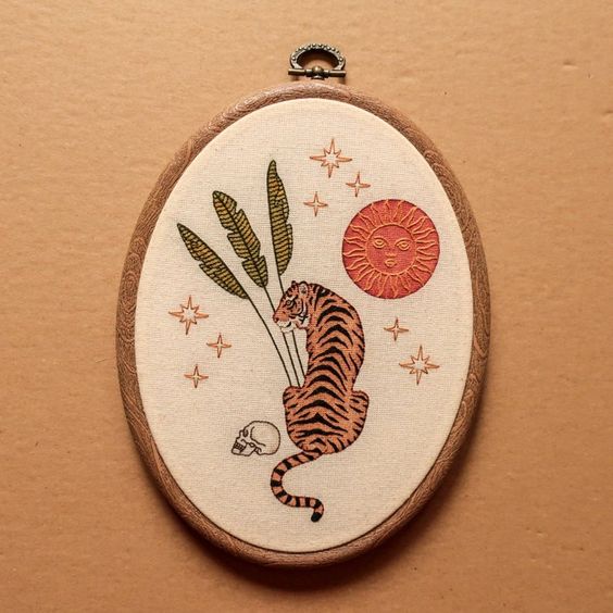 Bộ kit Gói Nguyên liệu tự thêu tranh Hoop KÈM KHUNG tiger 2022 DIY thêu tay thủ công HỔ PHÁT TÀI - Mie Handmade