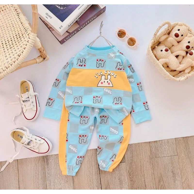 Bộ Nỉ Da Cá Bé Trai Bé Gái Họa Tiết Gấu Cute Chất Đẹp Dày Dặn