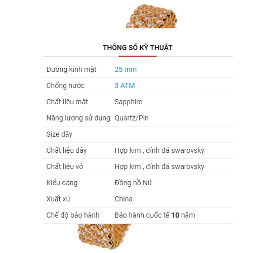 Đồng hồ nữ Diamond D DM2608B5IG Size mặt 25 mm