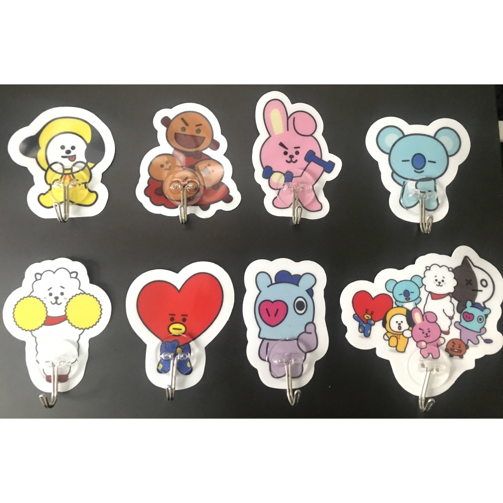 BT21 Móc Treo Đồ Dán Tường Siêu Dính Siêu Chịu Lực BTS