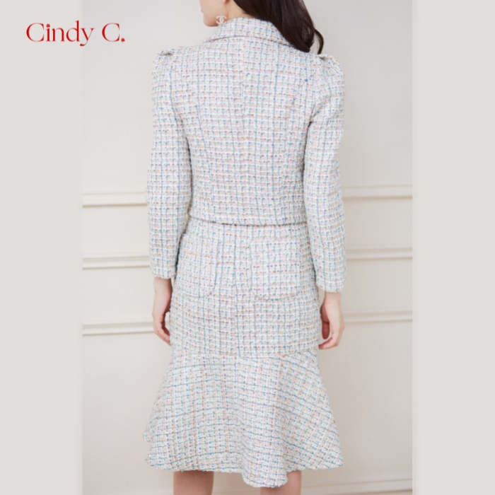 Set Áo Khoác Và Chân Váy Bunny CINDY C Chất Dạ Tweed Sang Trọng, Nữ Tính S21834/S21835