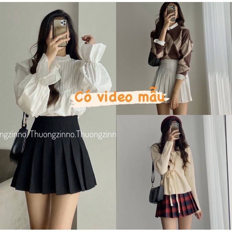 [Ảnh thật/Video]Chân váy tenis trơn/kẻ hàng Quảng Châu chân váy xếp li phong cách nữ sinh Hàn Quốc | BigBuy360 - bigbuy360.vn