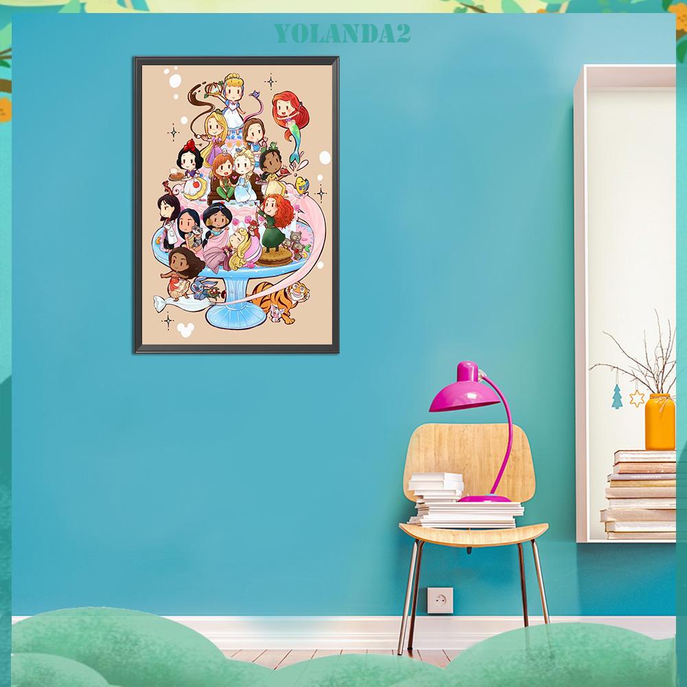 (canvas no printing)  Tranh thêu chữ thập đính đá hình công chúa hoạt hình 11CT