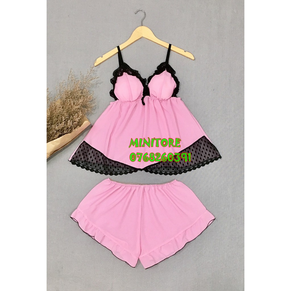 [60KG - 90KG] BỘ VOAN BIGSIZE CÓ MÚT, VẢI VOAN MỎNG SEXY GỢI CẢM MẶC NGỦ - Bigsize voan ren vạt